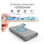 Qi Power Bank 10000mAh Wireless Charger Fast Charging for iPhone and Samsung Phone Gray Color