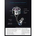 Fm Transmitter Car With Charger Car Mp3 Player Hands Free Car Kit - 4.2A Dual Port USB Car Charger - Image 2