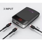 Reman Power Bank 10000mAh With 3 Input Type C, Micro,iPhone Black Color - Image 6