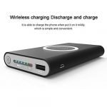 Qi Power Bank 10000mAh Wireless Charger Fast Charging for iPhone and Samsung Phone Black Color - Image 2
