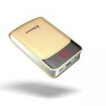 Reman Power Bank 10000mAh With 3 Input Type C, Micro,iPhone Gold Color