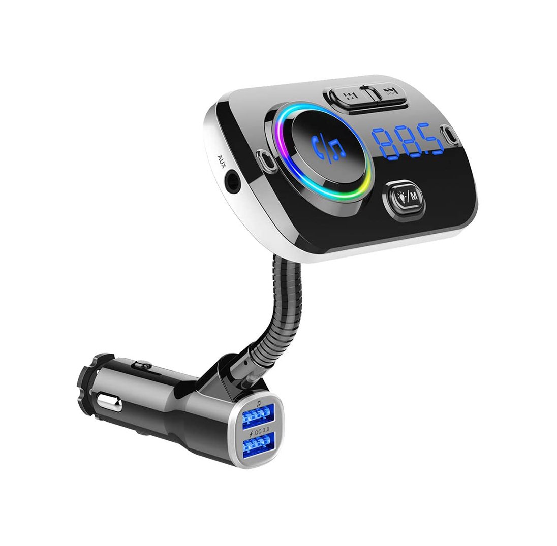613FVA1e8nL._AC_SL1001_ Fm Transmitter Car With Charger Car Mp3 Player for car hands free receiver Car Kit with Mic - TF Card - USB Drive - AUX Play for iPhone,iPad and Other Android Phones - BC49AQ - Image 1