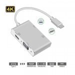 USB C to HDMI 4k Adaptor, Type C to VGA DVI HDMI & USB 3.0 Hub 4 in 1