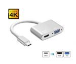 USB-C to HDMI 4K VGA Adapter, USB 3.1 Type-C to VGA HDMI Video Converter Adaptor