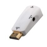HDMI to VGA & Audio Converter Dongle 1080P for Computers, Laptops, & More - White