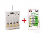 Rechargeable Battery Quick Charge Adapter USB 4 Slots Output Battery Charger Battery Charging Tool For AAAAA + 4 Rechargeable batteries