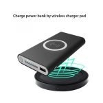 Qi Power Bank 10000mAh Wireless Charger Fast Charging for iPhone and Samsung Phone Black Color - Image 3
