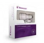 ⁦ريمان شاحن سيارة بمخرجين USB مع كابل للايفون لون أبيض⁩ - الصورة ⁦2⁩