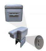 Car console and leather armrest two levels for storing things and three USB ports, background, different levels of hand rest while driving, suitable for all cars - CON-01 - Gray Color - Image 5