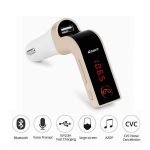 Fm Transmitter Car With Charger Car Mp3 Player for car hands free receiver Car Kit with Mic – TF Card – USB Drive – AUX Play for iPhone,iPad and Other Android Phones Gold Color