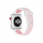 Bracelet silicone 38mm For Apple Watch White & Pink Color - Image 3