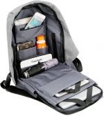 ⁦شنطة ظهر ريمان لللاب توب ضد السرقة والماء مع منفذ شحن USB لون رمادي⁩ - الصورة ⁦2⁩