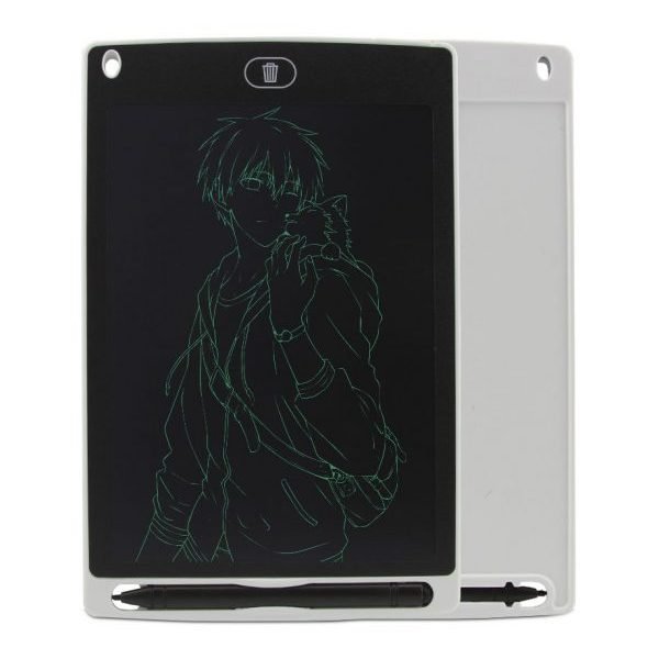 LCD Writing Tablet 8.5 Inch Doodle Pad Portable Electronic Writer Environmental Writing and Drawing Memo Board drawing and writing board with pen and one-click self-scanning White Color