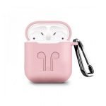 Protective Silicone AirPods Case with hook Light Pink color