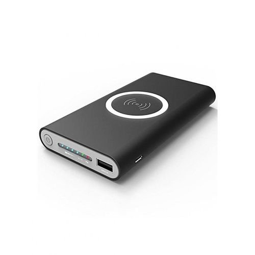 j Qi Power Bank 10000mAh Wireless Charger Fast Charging for iPhone and Samsung Phone Black Color - Image 1
