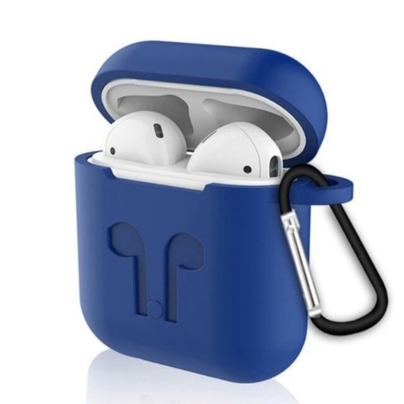 Protective Silicone AirPods Case with hook Blue color