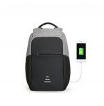 ⁦حقيبة ظهر للاب توب ضد الماء والسرقة مع منفذ شحن USB ووصلة سماعة الرأس يناسب الكمبيوتر المحمول بحجم 15 بوصة لون اسود في رمادي⁩ - الصورة ⁦10⁩