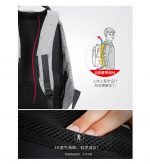 ⁦حقيبة ظهر للاب توب ضد الماء والسرقة مع منفذ شحن USB ووصلة سماعة الرأس يناسب الكمبيوتر المحمول بحجم 15 بوصة لون اسود في رمادي⁩ - الصورة ⁦7⁩