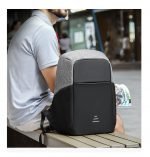 ⁦حقيبة ظهر للاب توب ضد الماء والسرقة مع منفذ شحن USB ووصلة سماعة الرأس يناسب الكمبيوتر المحمول بحجم 15 بوصة لون اسود في رمادي⁩ - الصورة ⁦4⁩