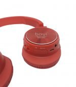 ⁦بوي سماعة رأس لاسلكية بلوتوث قابلة للطي متوافق مع الموبايل والكمبيوتر لون أحمر⁩ - الصورة ⁦5⁩