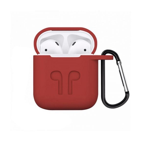 Protective Silicone AirPods Case with hook Red color