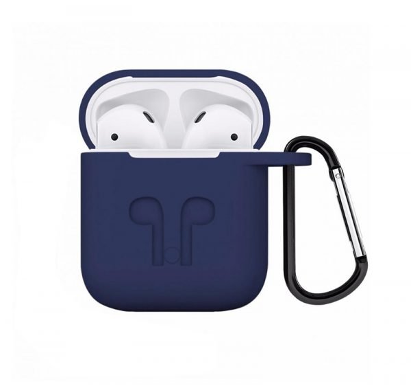 Protective Silicone AirPods Case with hook Dark Blue Color