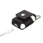 Protective case for Apple AirPods leather with hook Black Color - Image 2