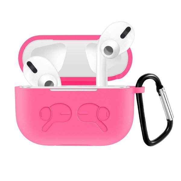 Protective Silicone AirPods Pro Case with hook Hot Pink Color