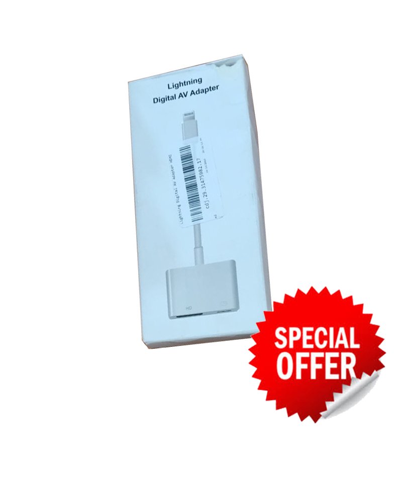 smart Lightning Digital AV Adapter HDMI 1080P HDTV Connector Digital AV Adapter Latest Plug and Play Converter Compatible with Phone XS XS MAX XR X 8 Plus 8 7 Plus 7 6 5-White (The Product Packaging Is Only Damaged And The Product Is In Good Condition) - Image 1