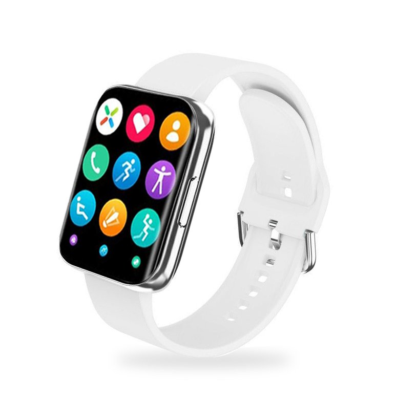 Wfjfyd (2) S216 Smart Watch with Oxygen level-heart rate-Blood pressure - Calls & Messages Compatible with Android and iOS Silver Color - Image 1