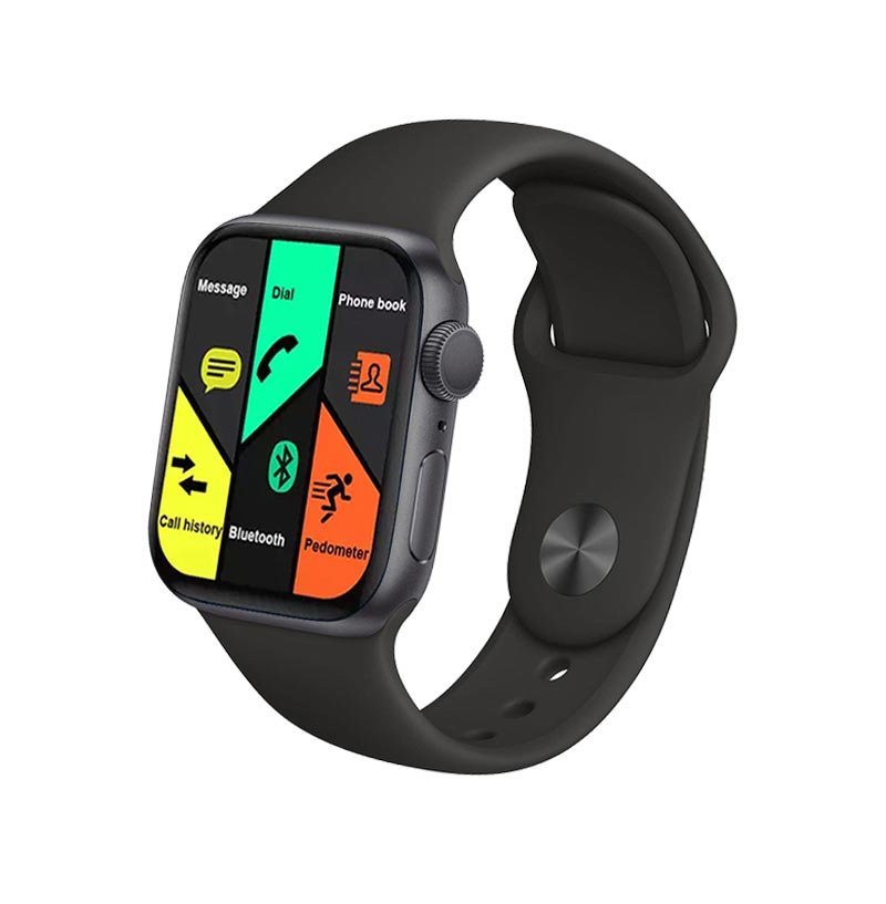 btf131 FR99 Pluse Smart Watch 44MM-SERIES 6 - Full Touch Screen, All watch Buttons Work with 2 Fabric & Silicone Straps, Support Arabic language, compatible Android & IOS, Black Color - Image 1