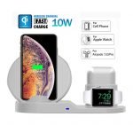 N30 Wireless Charger 3 in 1 Fast Charging with for Apple iWatch/AirPods Series/iPhone 12/11/ Max/XR/XS/X/ 8/ Galaxy S20/ S10/ S9/ Note10/ Note 9 & More - White - Image 3