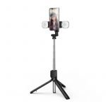 عصا سيلفي مع حامل ثلاثي القوائم مدمج بها كشافين اضاءة - بلوتوث لالتقاط الصورة - ٧٠ سم قابلة للطي - H831