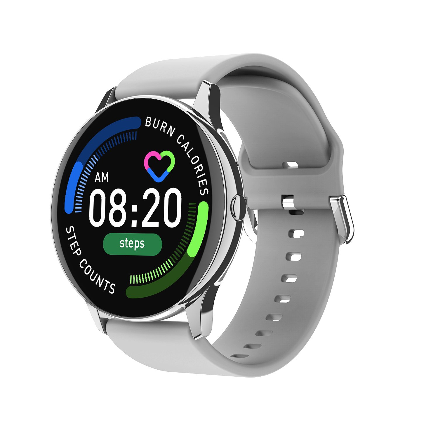 hklgihoigy (2) S8 Smart Watch Touch Screen Compatible with Android and iOS - Silver - Image 1