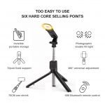 ⁦عصا سيلفي مع حامل ثلاثي القوائم مدمج بها كشافين اضاءة - بلوتوث لالتقاط الصورة - ٧٠ سم قابلة للطي - H831⁩ - الصورة ⁦3⁩