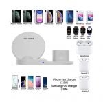 N30 Wireless Charger 3 in 1 Fast Charging with for Apple iWatch/AirPods Series/iPhone 12/11/ Max/XR/XS/X/ 8/ Galaxy S20/ S10/ S9/ Note10/ Note 9 & More - White - Image 2