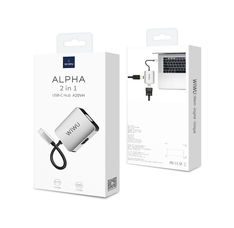 محول ويوو 2 في 1 من تايب سي الى فيجا و اتش دي ام اي لأجهزة الماك بوك