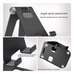 Desktop Stand For Mobile & iPad Foldable & Adjustable - AR-2 - Black - Image 8