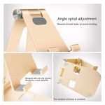Desktop Stand For Mobile & iPad Foldable & Adjustable - B18 - Gold - Image 6