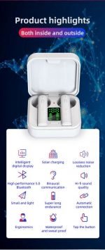 Air6 Plus Earphone Wireless Bluetooth Charging Via USB & Solar Energy for IPhone & Andriod - Image 4