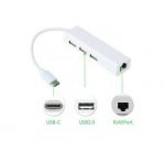 ⁦محول من يو اس بي سي الي 3 مخارج USB و j45 - أبيض⁩ - الصورة ⁦3⁩