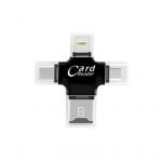 ⁦قارئ بطاقة الذاكرة ومحول 4 في 1  متوافق مع اندرويد / ايفون/اي باد/ ماك بوك / لاب توب - أسود⁩ - الصورة ⁦4⁩