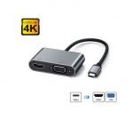 USB-C to HDMI 4K VGA Adapter, USB 3.1 Type-C to VGA HDMI Video Converter Adaptor - Gray