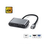 USB-C to HDMI 4K VGA Adapter, USB 3.1 Type-C to VGA HDMI Video Converter Adaptor - Gray