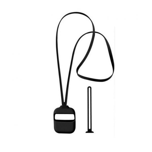 جراب حماية سليكون مع مجموعة حزام لسماعة ابل ايربودز لون أسود - UN-308