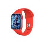 M16 Pluse Smart Watch 44MM - supports Arabic language - call and message alerts, compatible with Android and IOS, Red Color