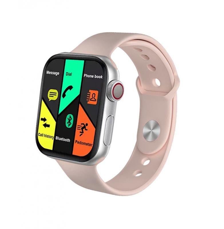 xdgx FR99 Pluse Smart Watch 44MM-SERIES 6 - Full Touch Screen, All watch Buttons Work with 2 Fabric & Silicone Straps, Support Arabic language, compatible Android & IOS, Pink Color - Image 1