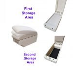 Car Console & Leather armrest two levels for storing things and 4 USB ports & Cup Holder , background, different levels of hand rest while driving, for all cars - CON-03 - Beige - Image 4