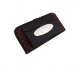 Car Tissue Holder and CD Organizer installed in the car sunshade  - AW-12 - Black & Red - Image 2