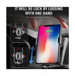 ⁦شاحن لاسلكي وحامل للهاتف متوافق مع السيارة متوافق مع جميع الهواتف التى تشحن لاسلكي - PT01 - أسود⁩ - الصورة ⁦5⁩